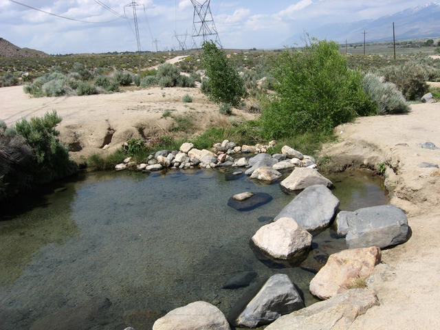 Another pool with power lines and road in background (Keough Hot Ditch)